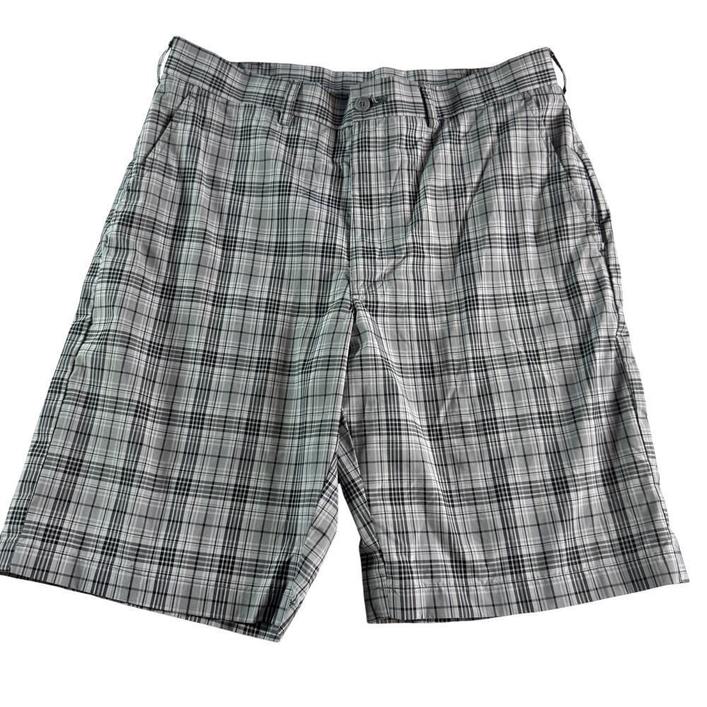 Ben Hogan Performance Golf Shorts Mens 32 Gray Plaid Lightweight Stretch Golf